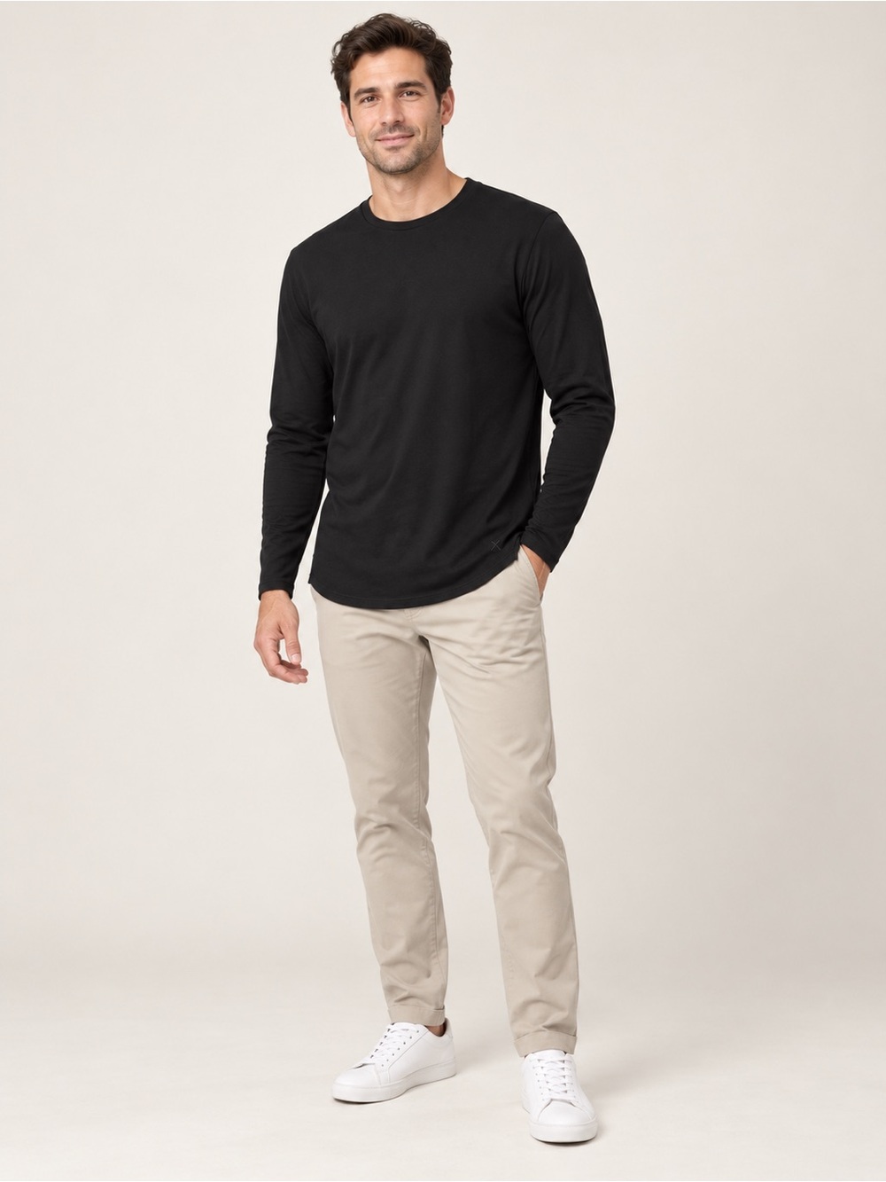 CUTS Black Long-Sleeve Crewneck Shirt Men's S